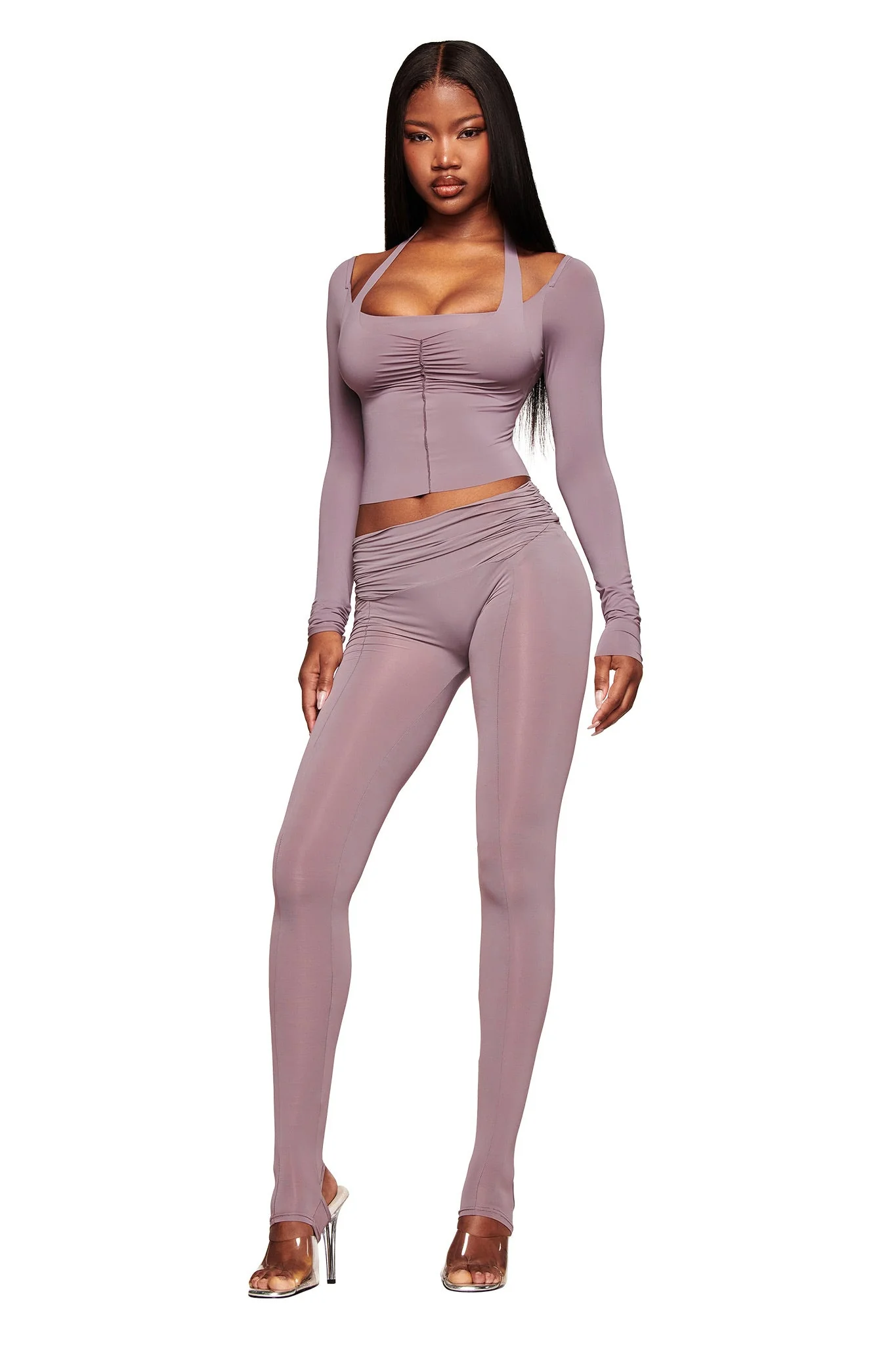 NERINA LONG SLEEVE TOP - DUSTY LILAC - Image 3