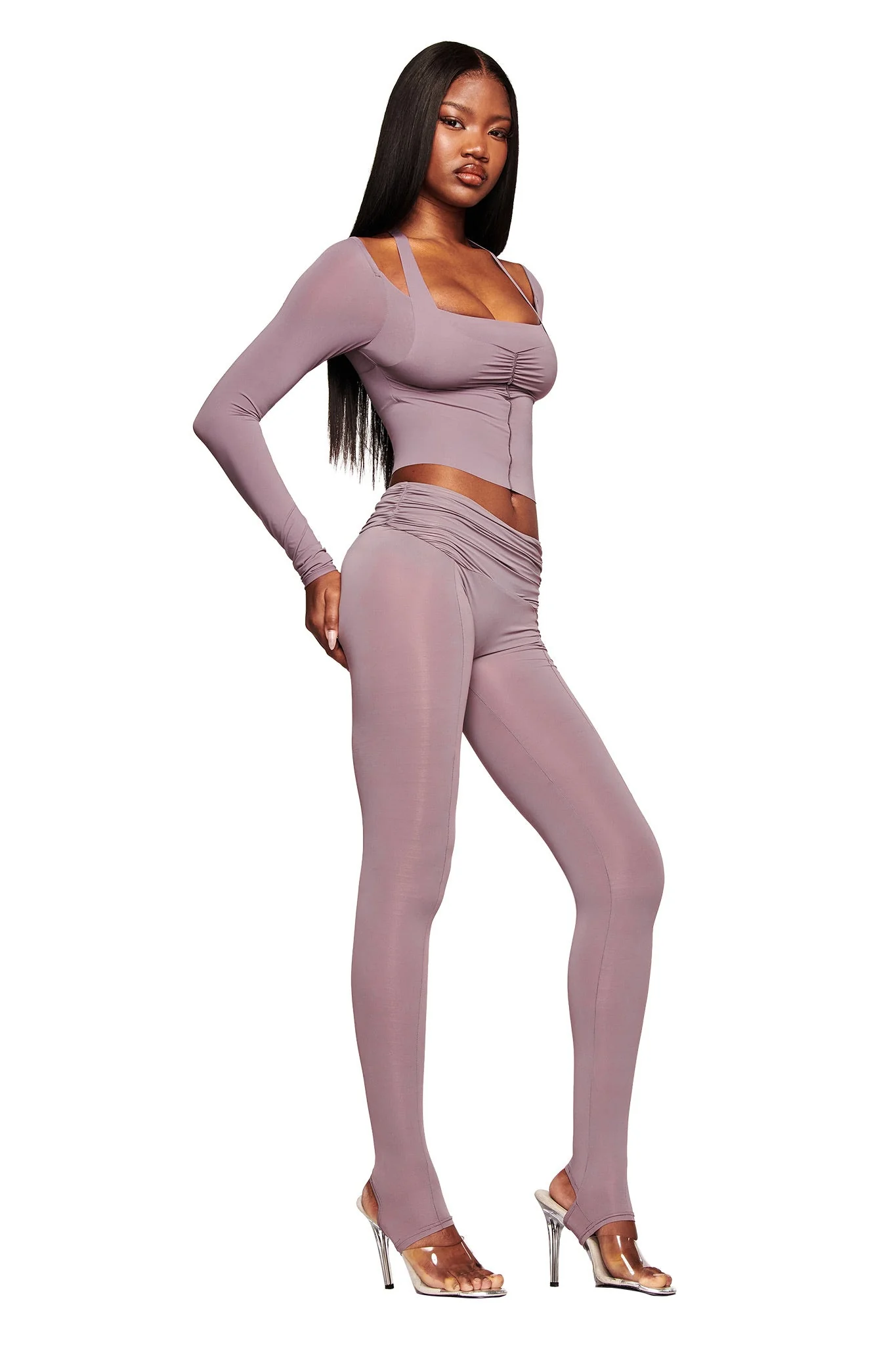 NERINA LONG SLEEVE TOP - DUSTY LILAC - Image 4