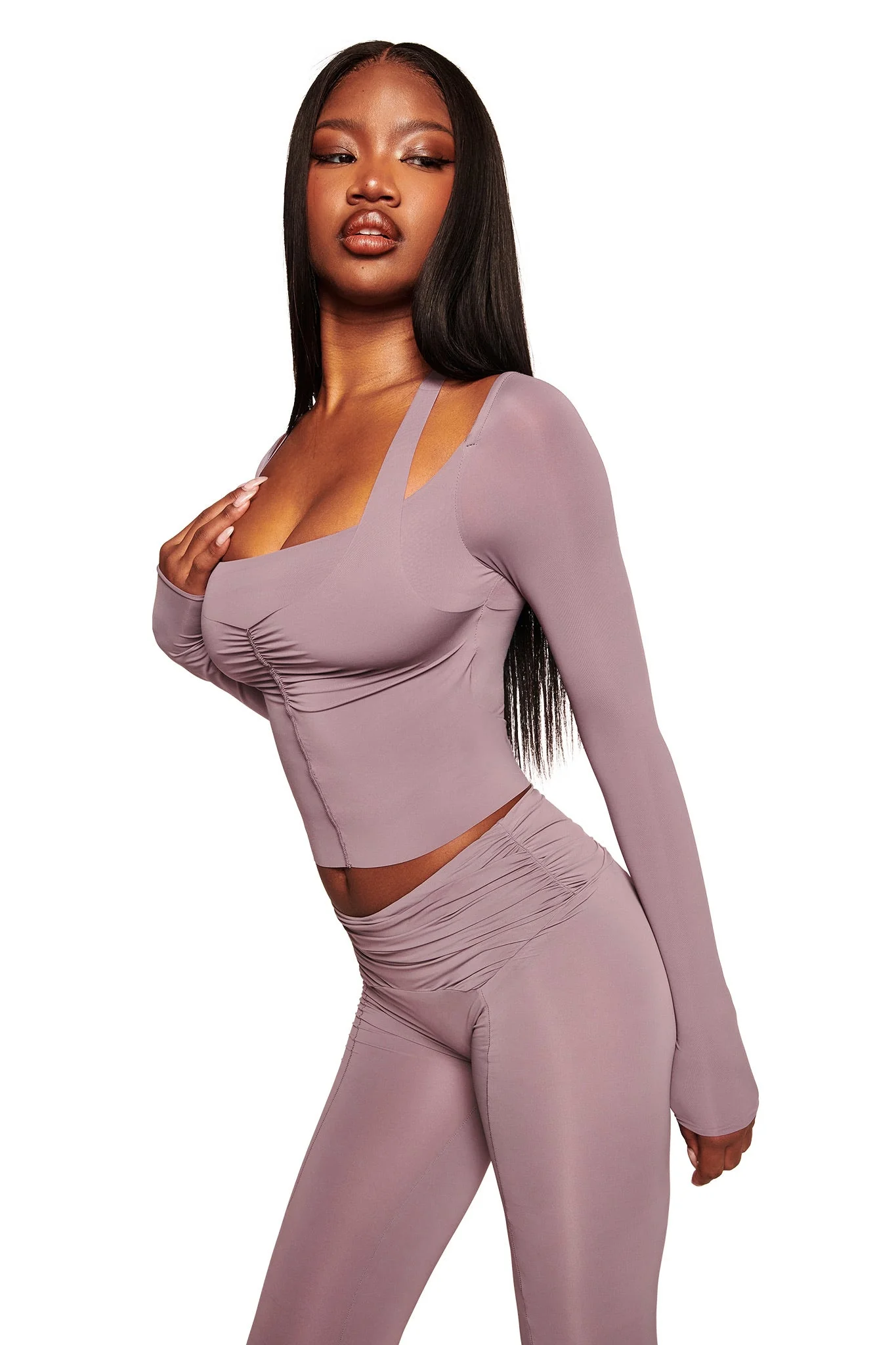 NERINA LONG SLEEVE TOP - DUSTY LILAC - Image 6
