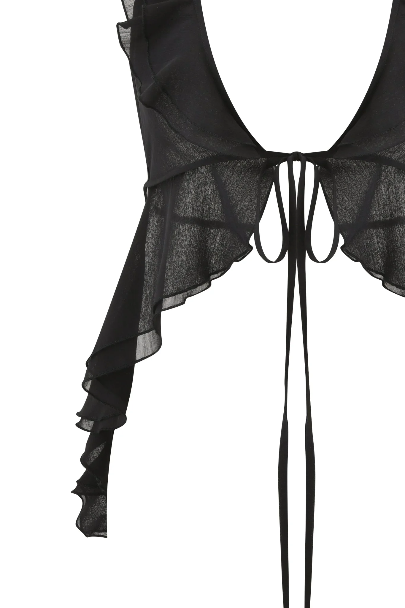 PORTIA RUFFLE HALTER TOP - BLACK - Image 7