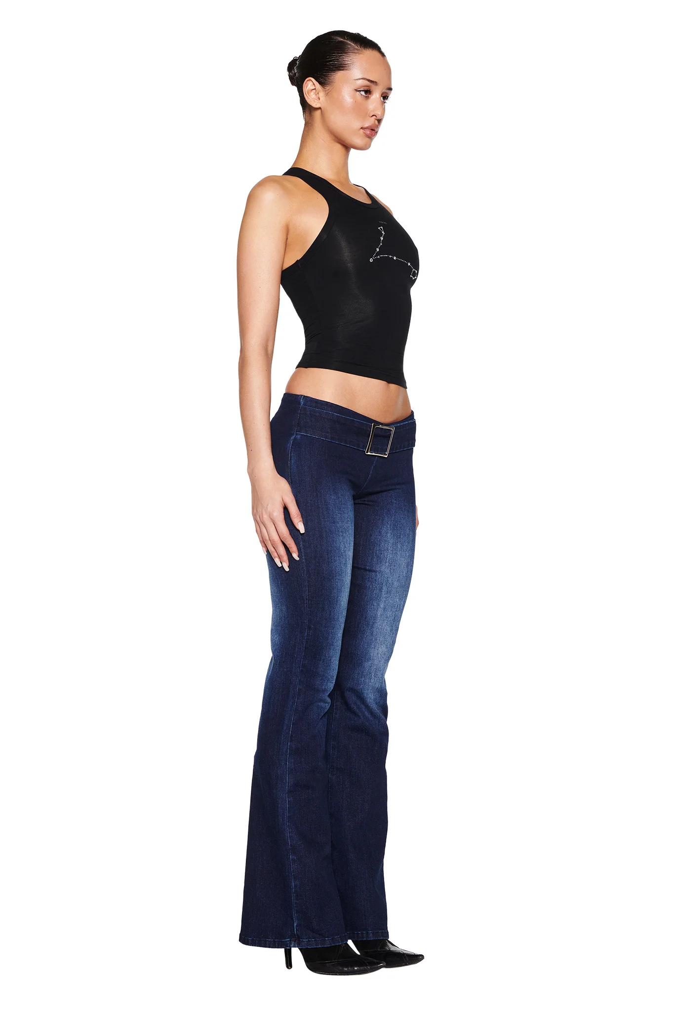 SHARAH DENIM PANT - BLUE : DARK BLUE DENIM - Image 3