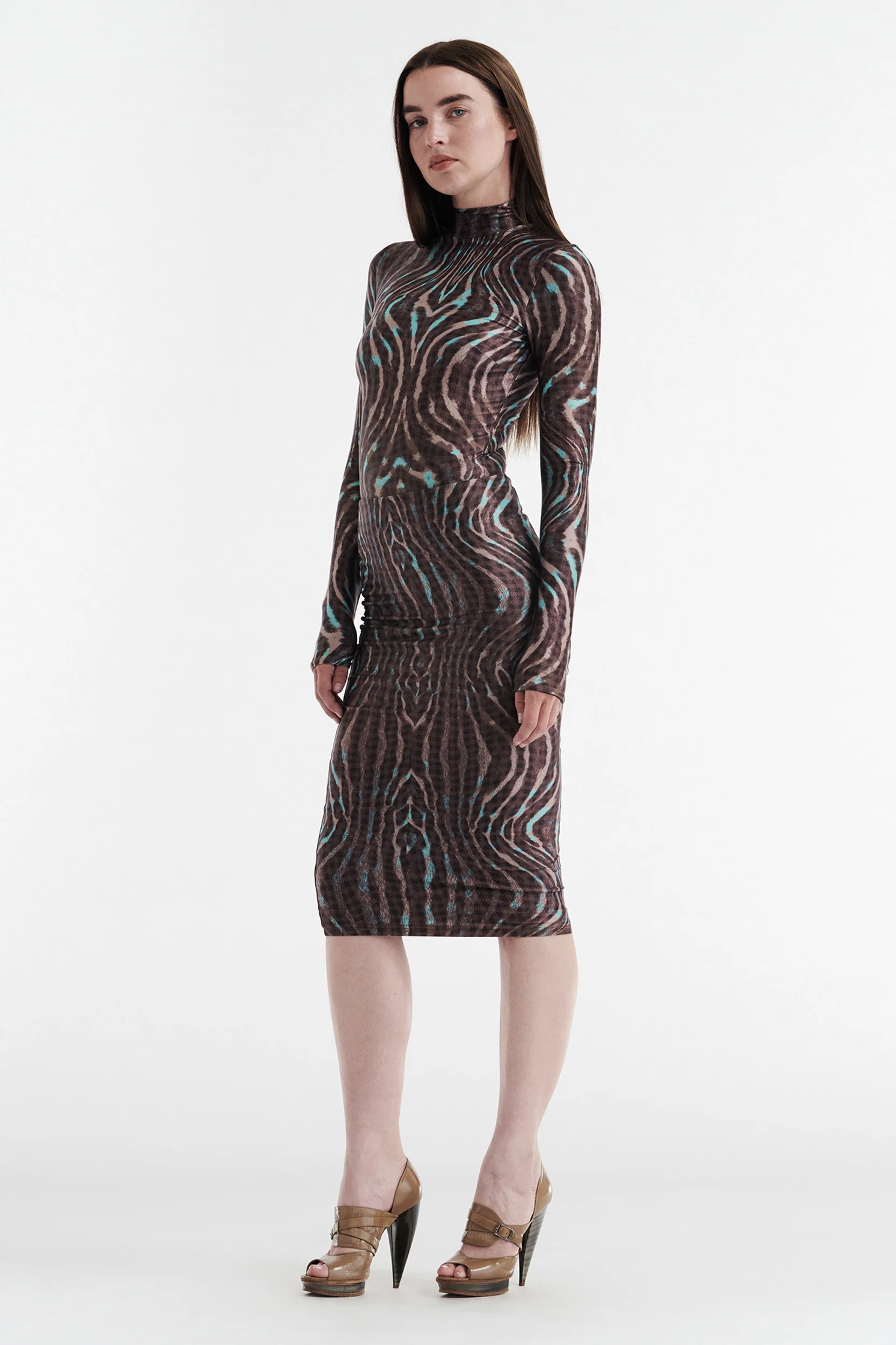 SIMONE LONG SLEEVE TURTLENECK BODYSUIT - WARPED CHECK - Image 6
