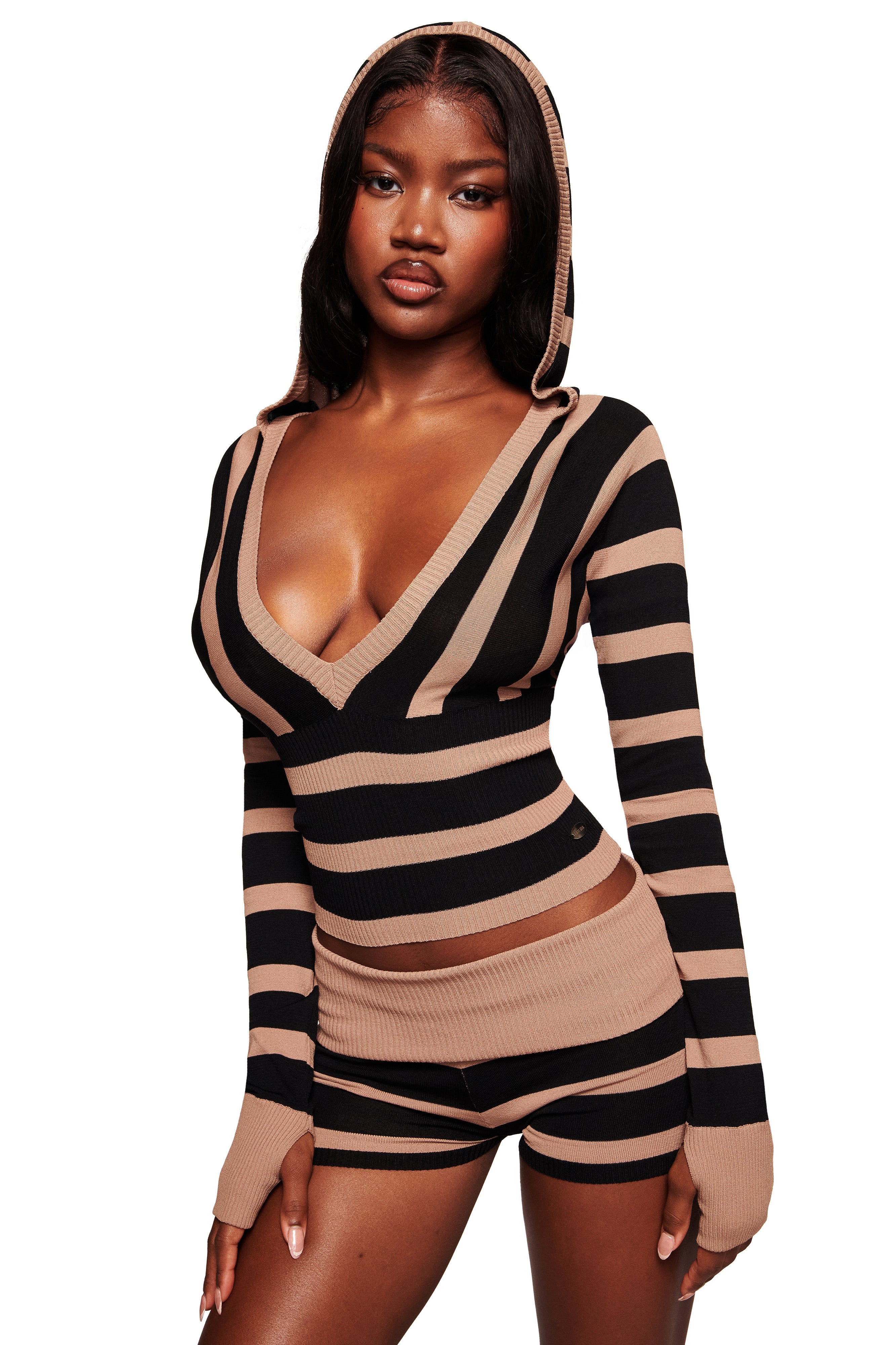 SUZI SHORT - BLACK AND TAN STRIPE - Image 4