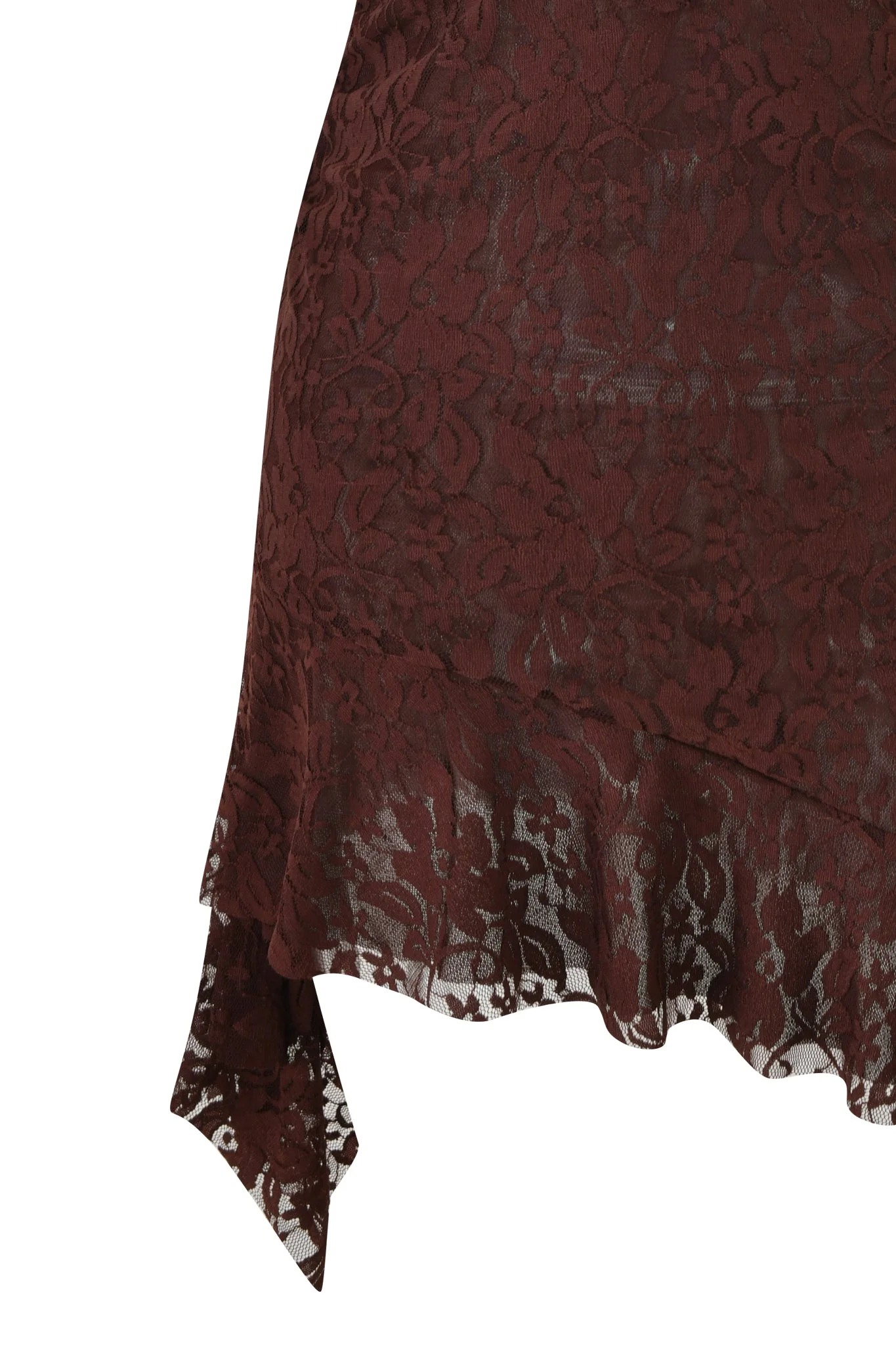 VIRA LACE HALTER RUFFLE MINI DRESS - BROWN : CHOCOLATE - Image 10