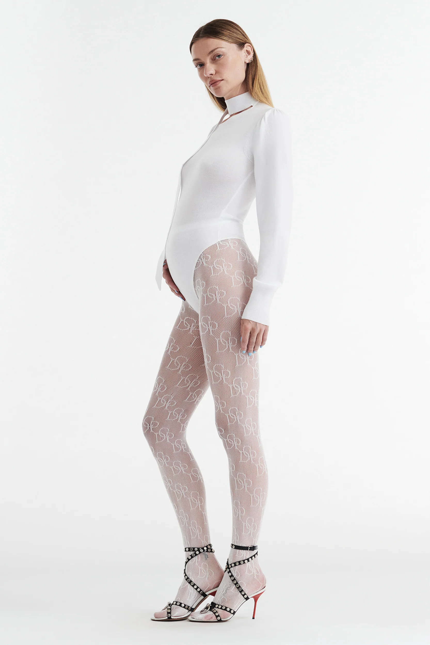 VIVIENNE LONG SLEEVE KNIT BODYSUIT - WHITE - Image 4