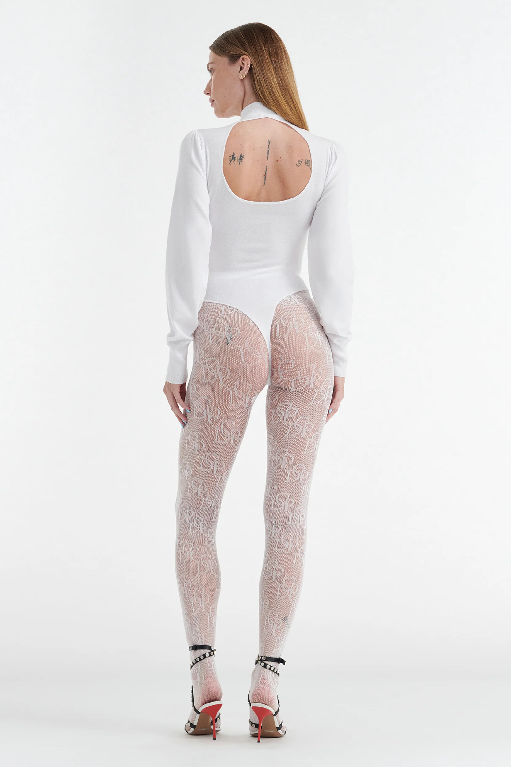 VIVIENNE LONG SLEEVE KNIT BODYSUIT - WHITE - Image 5