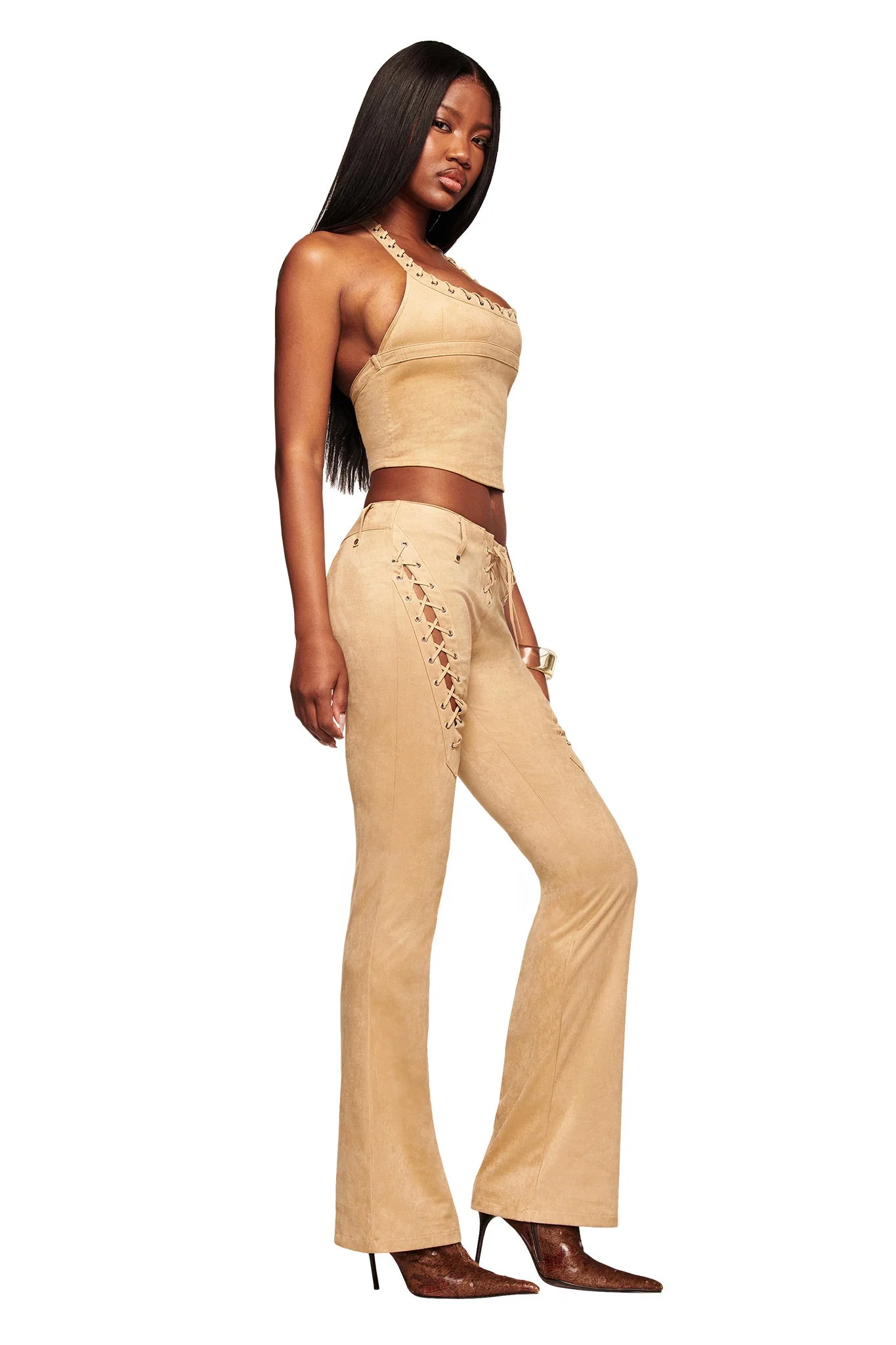 XENIA SUEDE PANT - TAN - Image 3
