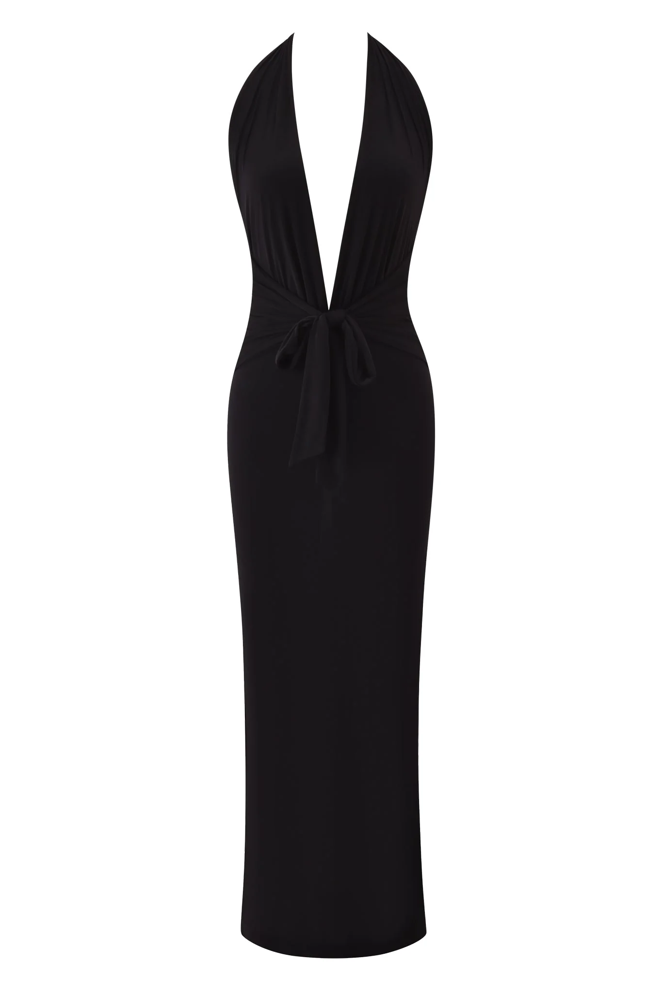 ZIVA PLUNGE TIE MAXI DRESS - BLACK - Image 8