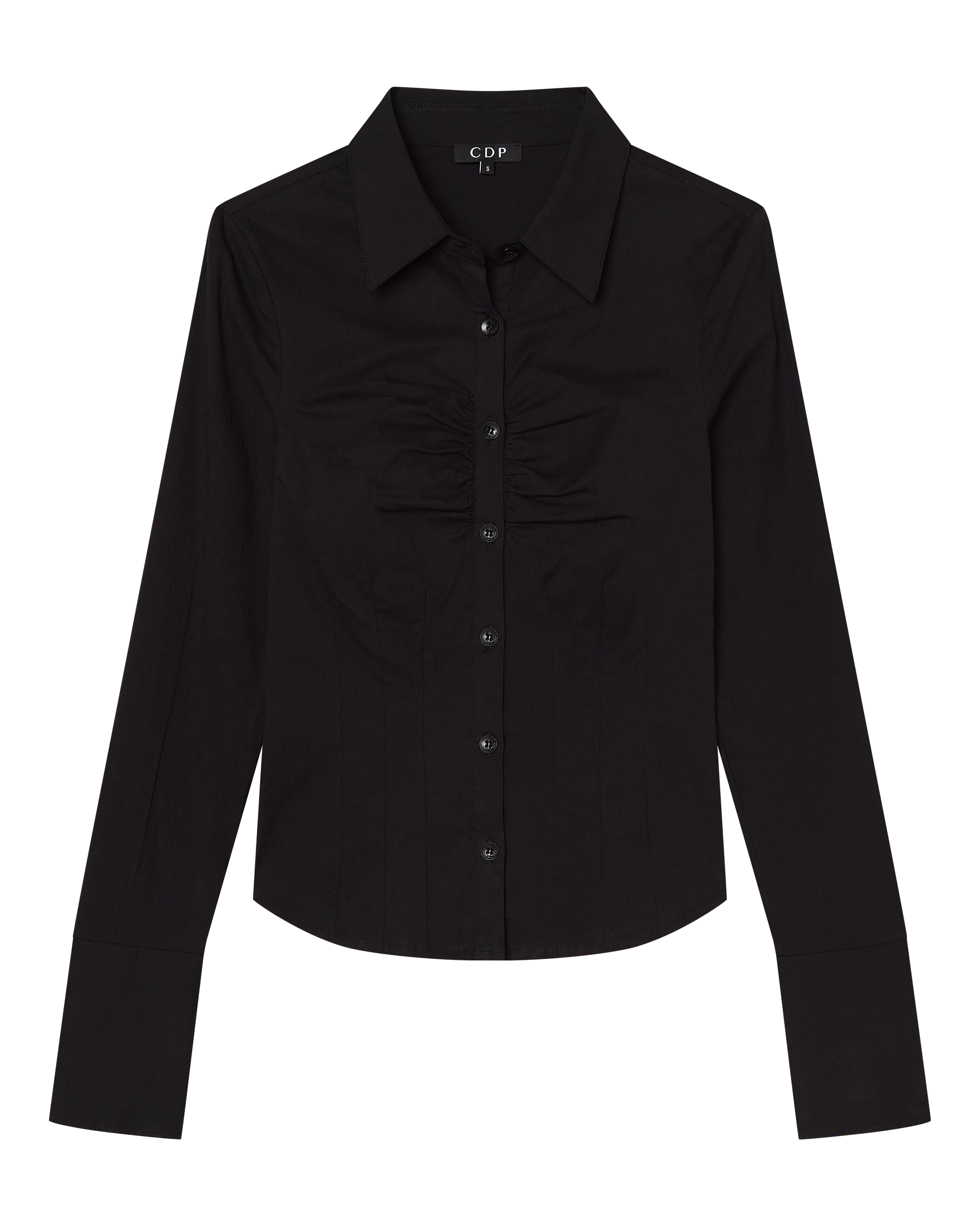 ZOE LONG SLEEVE COTTON BUTTON UP SHIRT - BLACK - Image 5